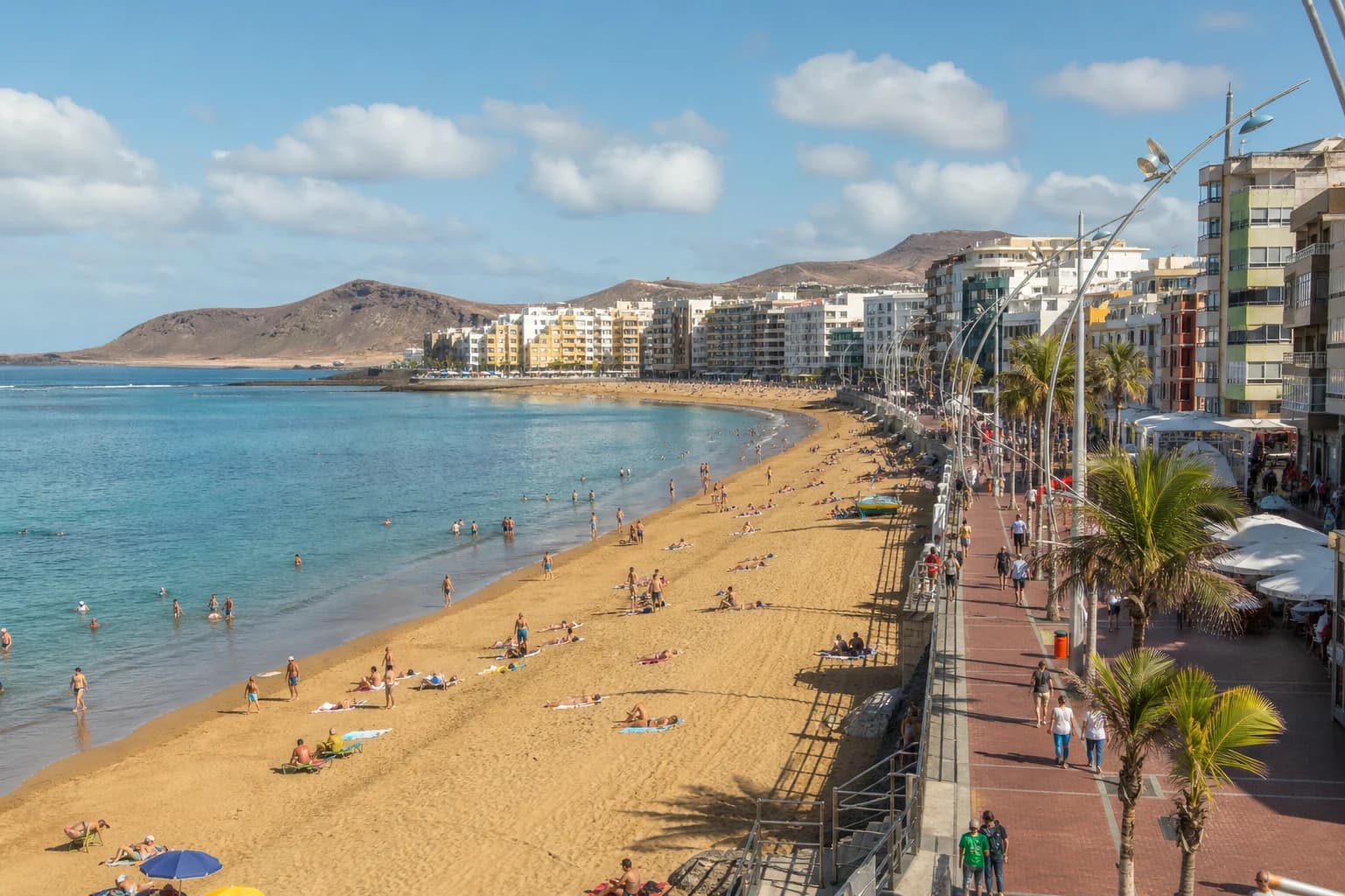 Las Canteras strand och strandpromenad i Las Palmas